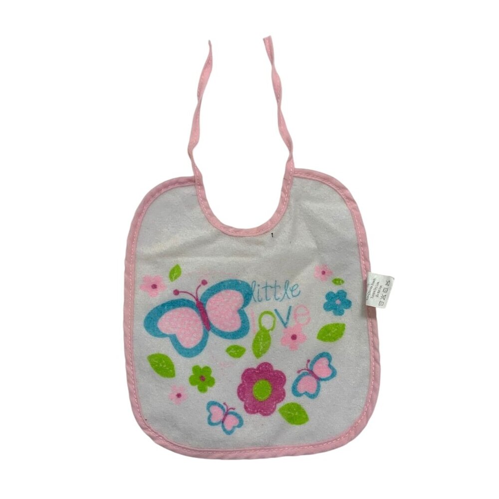 Regent Girls One Size Feeding Drool Bib Pink Little Love Butterfly Flowers